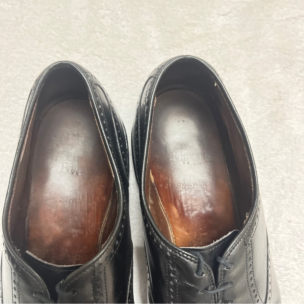 Allen Edmonds Stratton Mens Lace Up Oxford Dress Shoes Black Cap Toe Size 9.5D - Picture 6 of 10